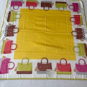 NWT Furla‎ Handbag Print Cotton Scarf 20.5” Square Japan Made Yellow Multicolor